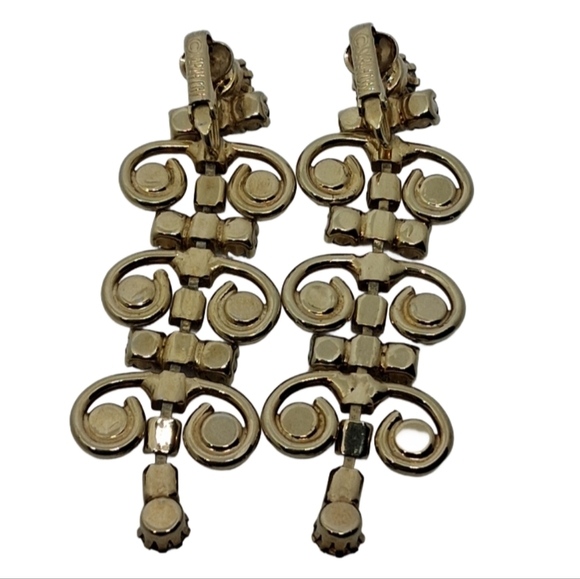 Vintage Sarah Coventry 1950s/60s Dangle Drop Rhinestone Clip Earrings - Picture 5 of 6